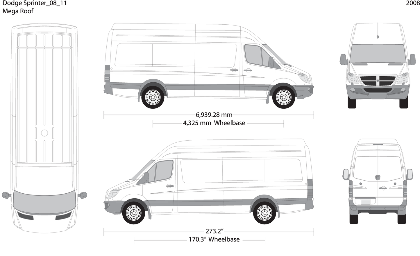 2008 Dodge Sprinter V11 Vehicle Wrap Template