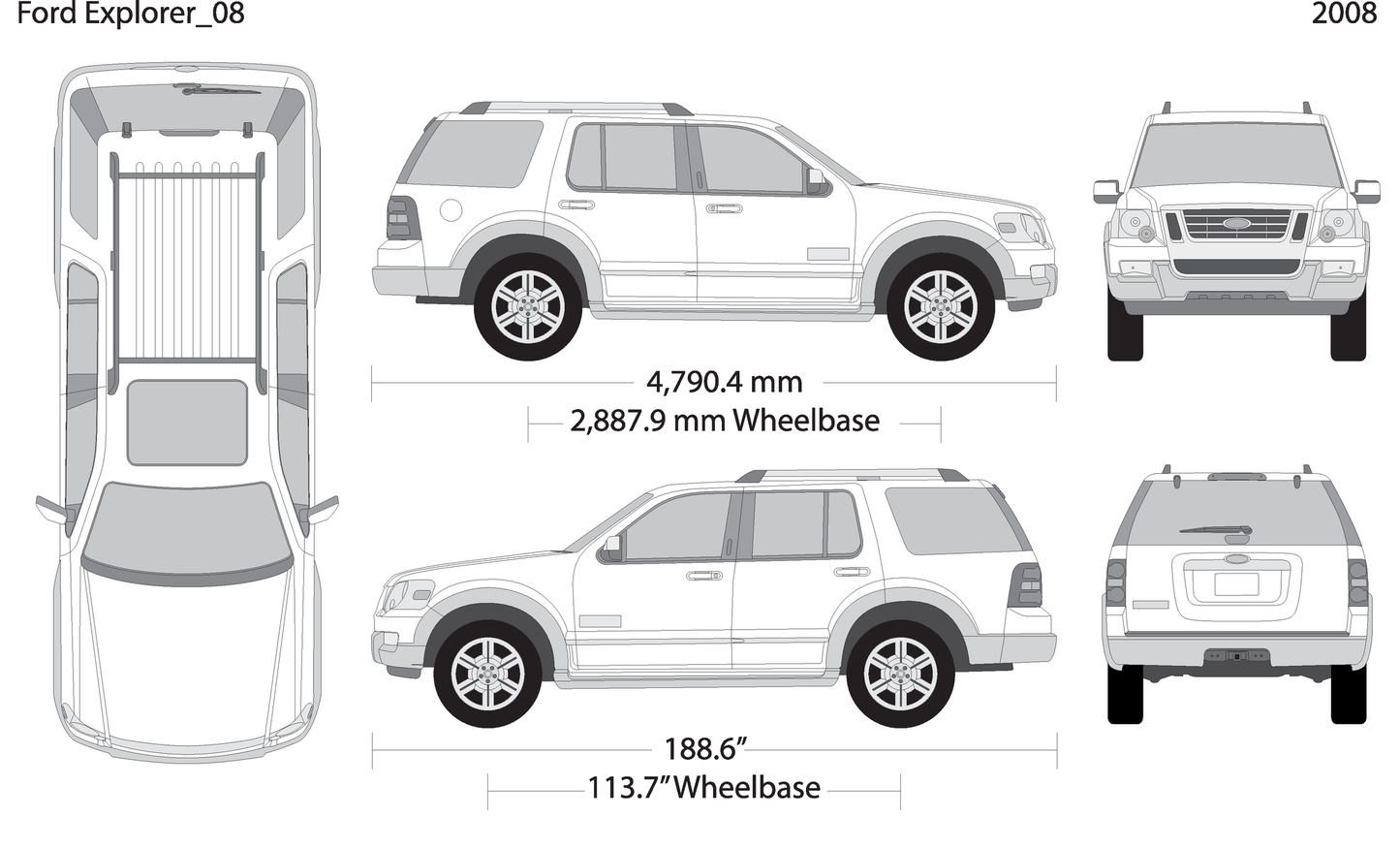2008 Ford Explorer V08 Vehicle Wrap Template