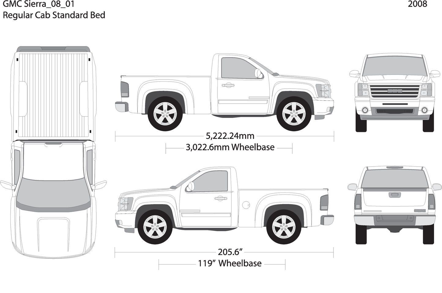 2008 Gmc Sierra 1500 V01 Vehicle Wrap Template