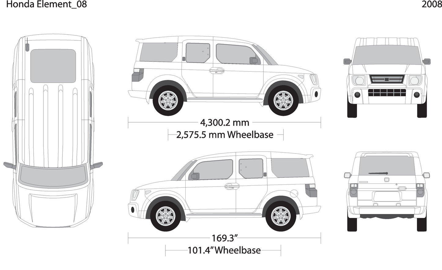 2008 Honda Element V08 Vehicle Wrap Template