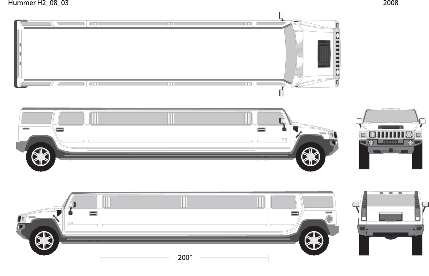 2008 Hummer Hummer Limos H2 Limo V03 Vehicle Wrap Template