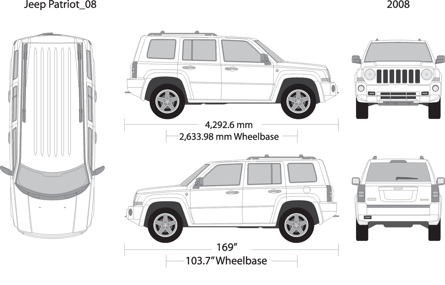 2008 Jeep Patriot V08 Vehicle Wrap Template