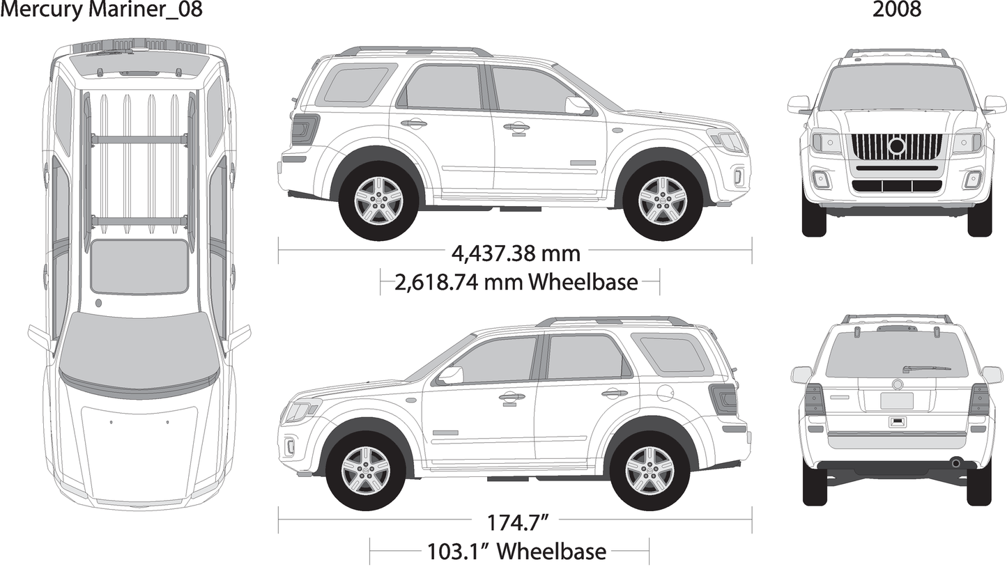 2008 Mercury Mariner V08 Vehicle Wrap Template