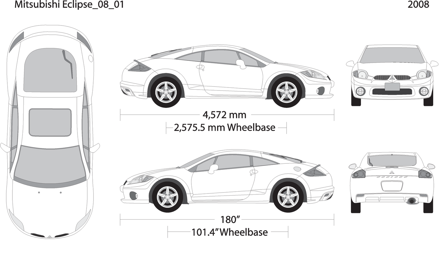 2008 Mitsubishi Eclipse V01 Vehicle Wrap Template
