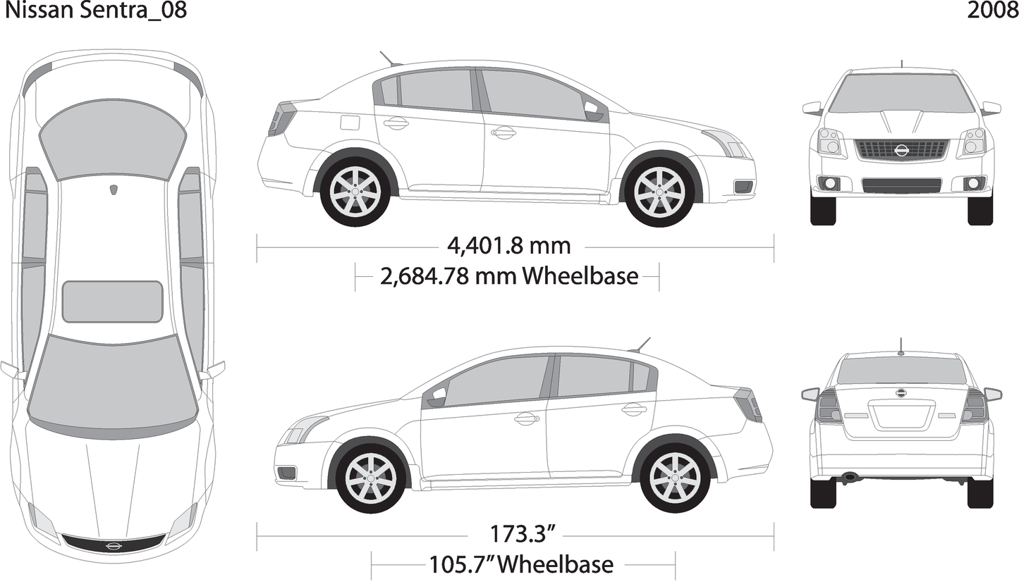 2008 Nissan Sentra V08 Vehicle Wrap Template