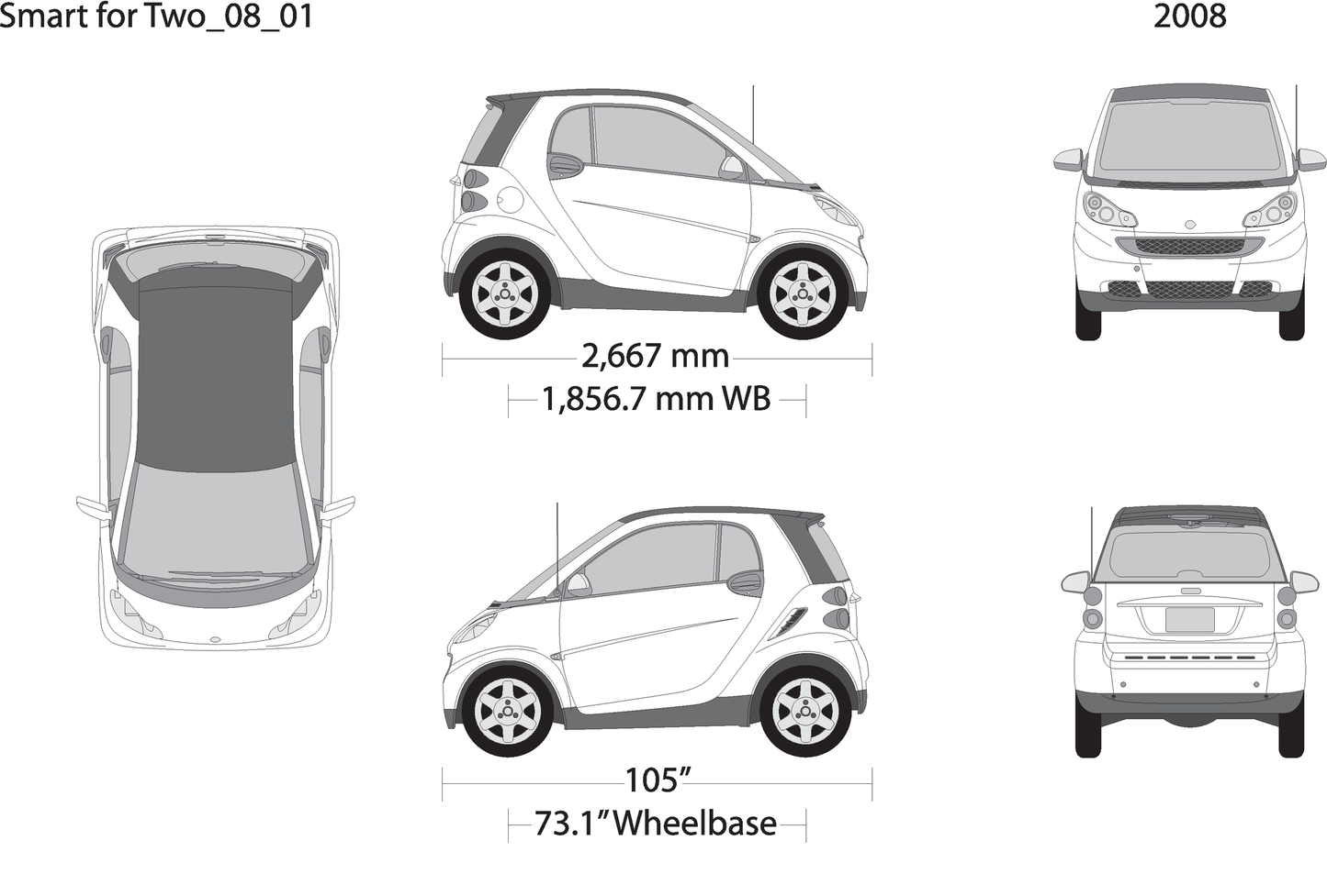 2008 Smart Fortwo V01 Vehicle Wrap Template