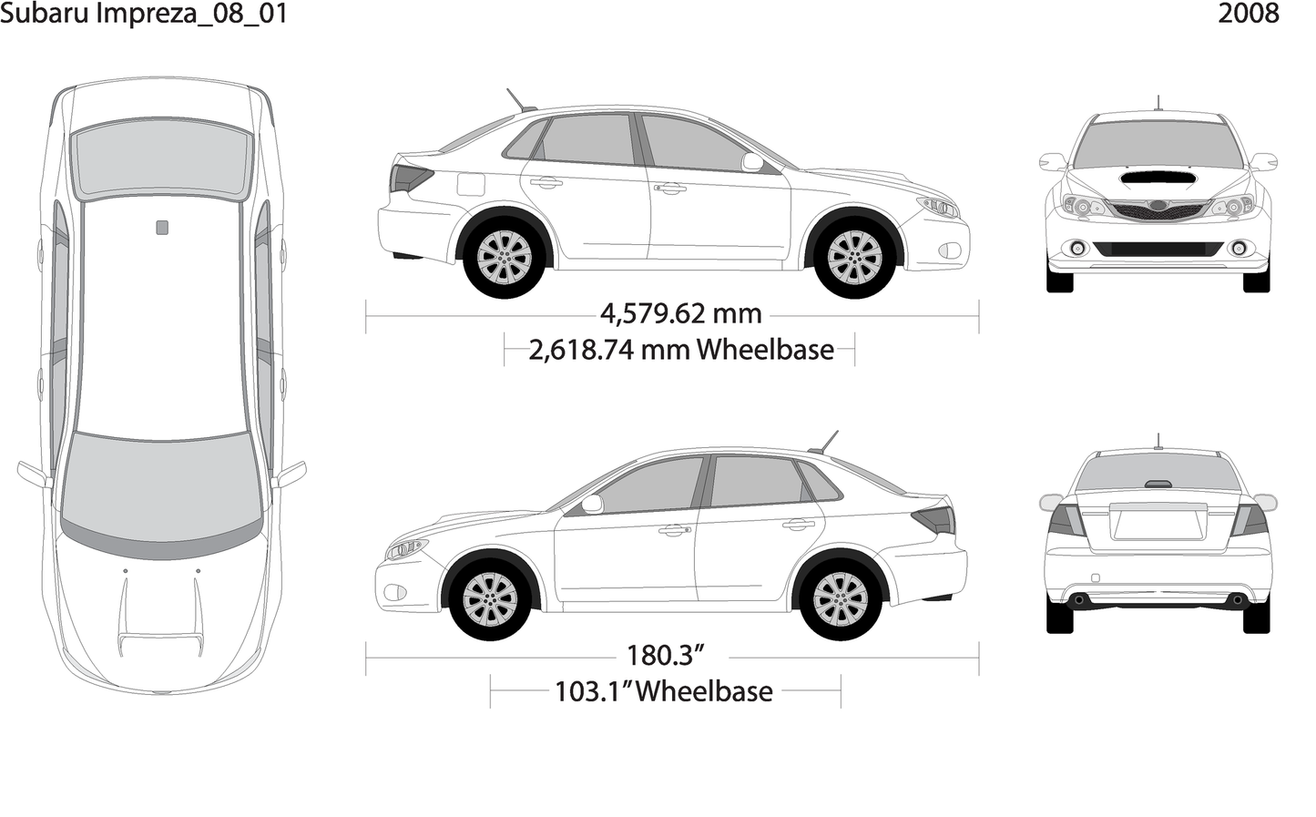 2008 Subaru Impreza V01 Vehicle Wrap Template