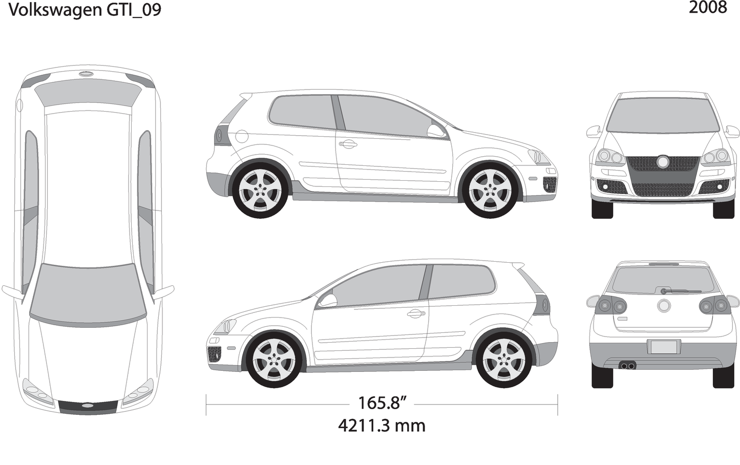 2008 Volkswagen Gti V09 Vehicle Wrap Template