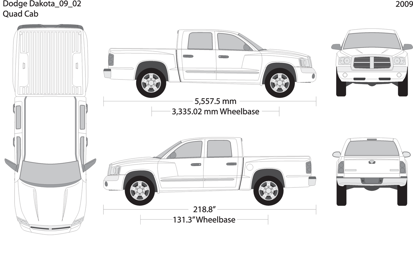 2009 Dodge Dakota V02 Vehicle Wrap Template