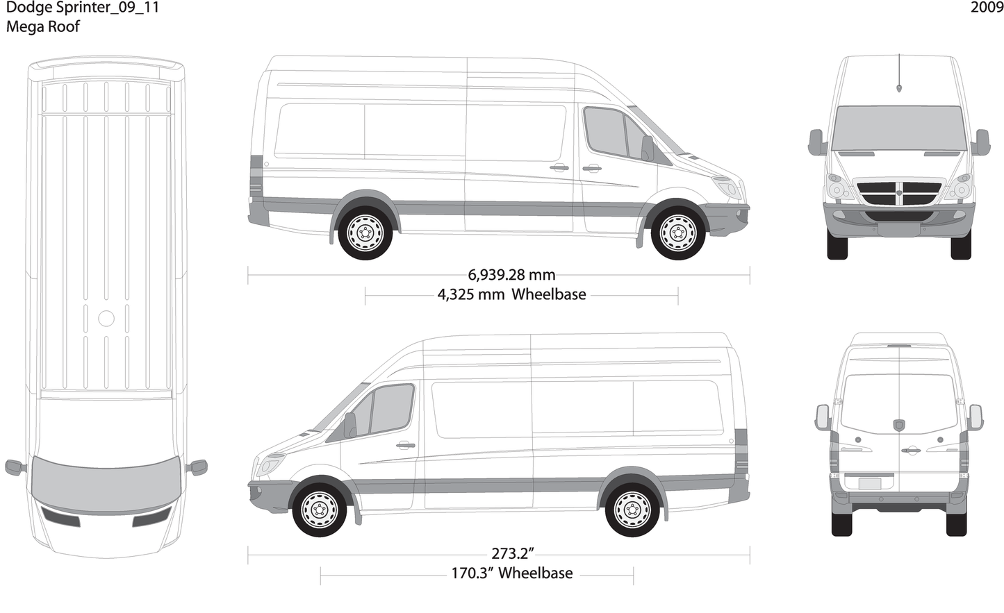 2009 Dodge Sprinter V11 Vehicle Wrap Template