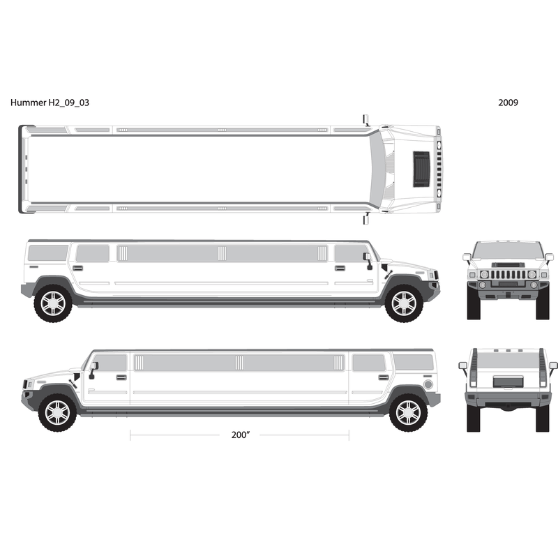 2009 Hummer Hummer Limos H2 Limo V03 Vehicle Wrap Template