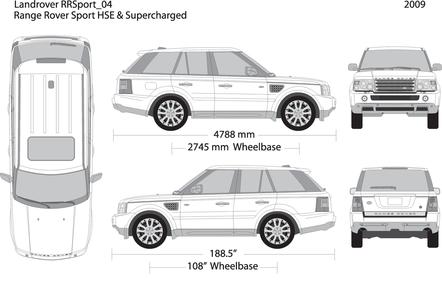 2009 Land Rover Range Rover Sport V09 Vehicle Wrap Template