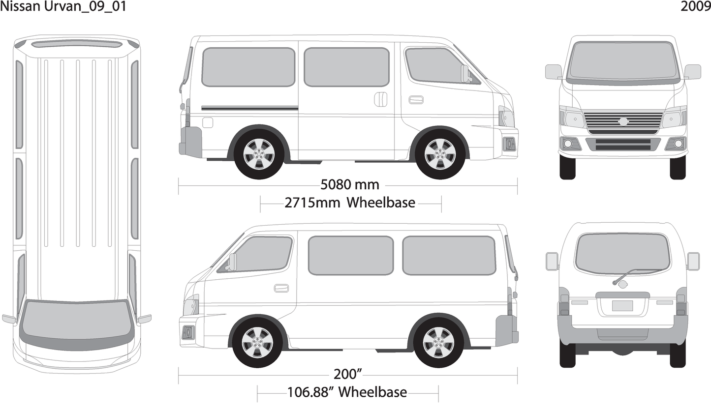 2009 Nissan Urvan V01 Vehicle Wrap Template