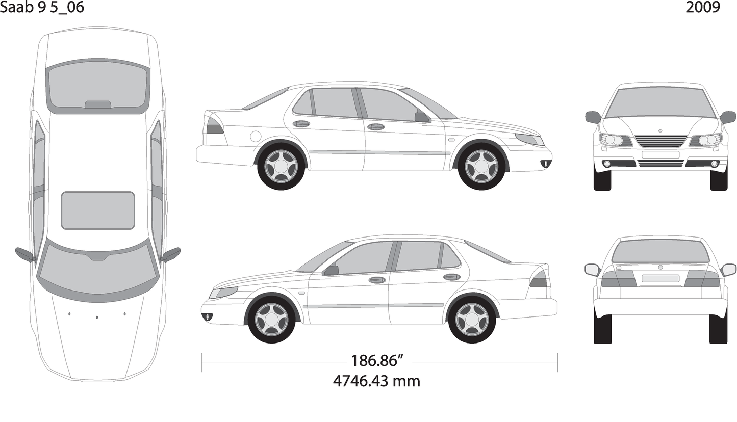 2009 Saab 9 5 V06 Vehicle Wrap Template
