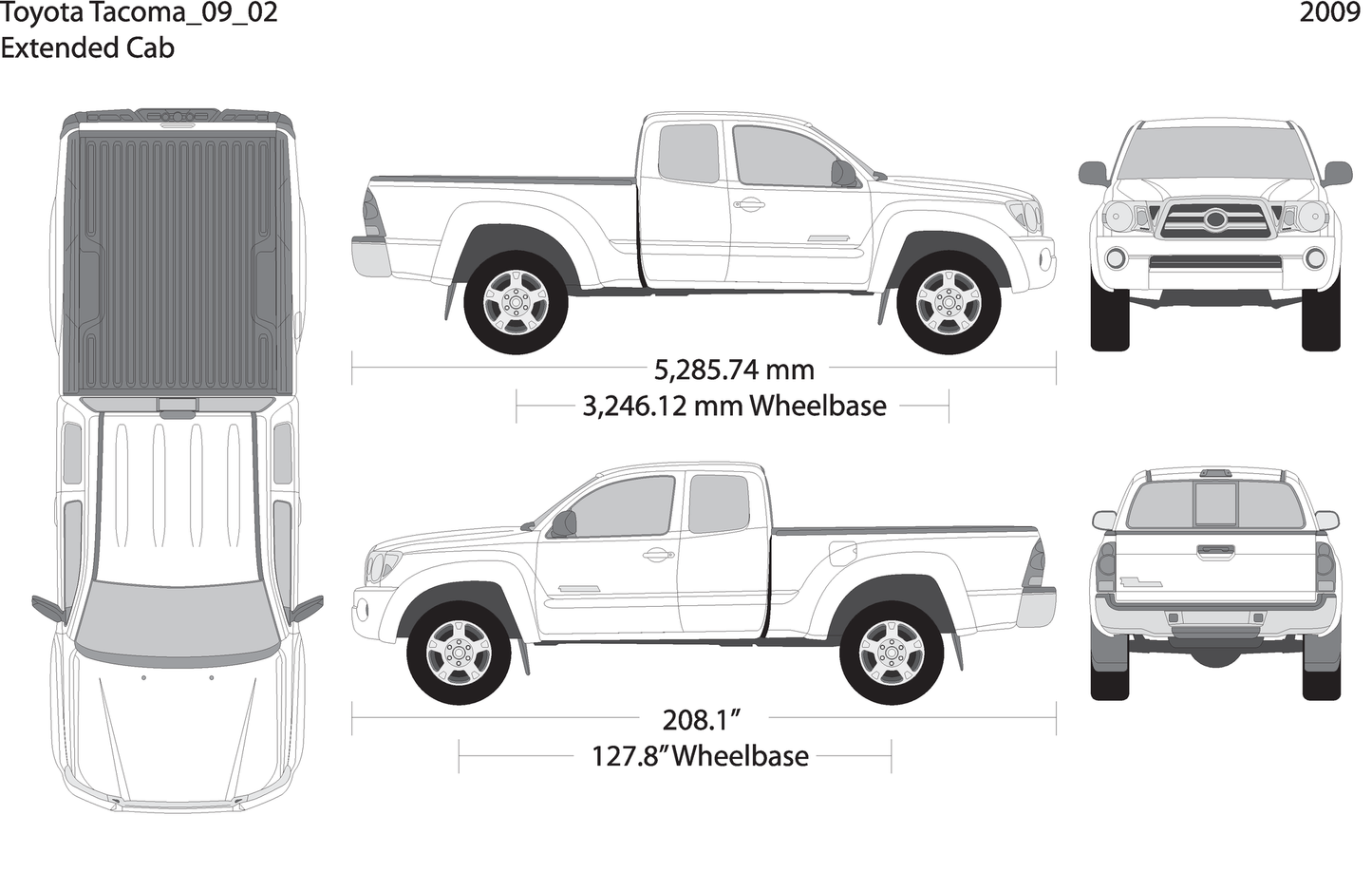 2009 Toyota Tacoma V02 Vehicle Wrap Template