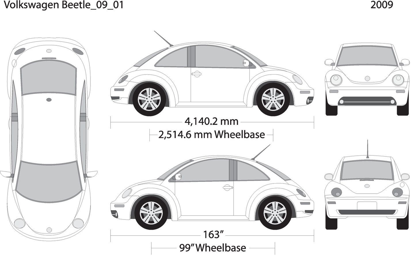 2009 Volkswagen Beetle V01 Vehicle Wrap Template