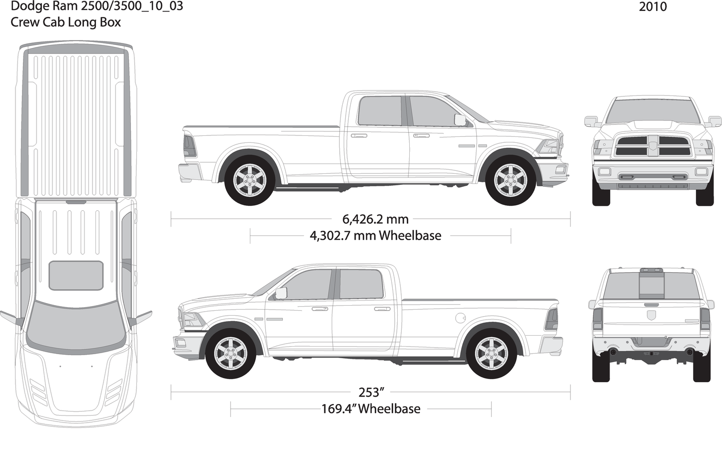 2010 Dodge Ram 2500 3500 V03 Vehicle Wrap Template