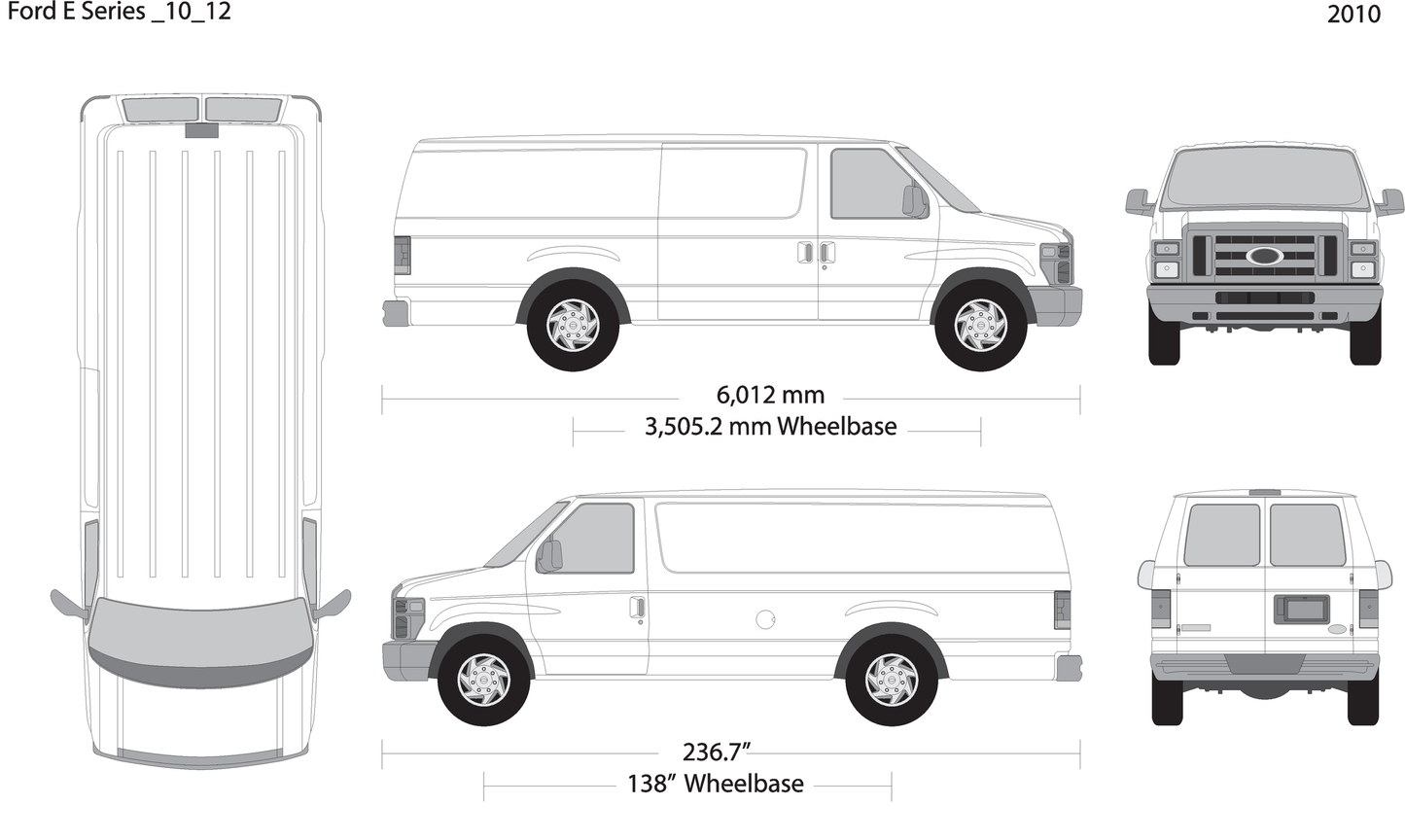 2010 Ford E Series V12 Vehicle Wrap Template