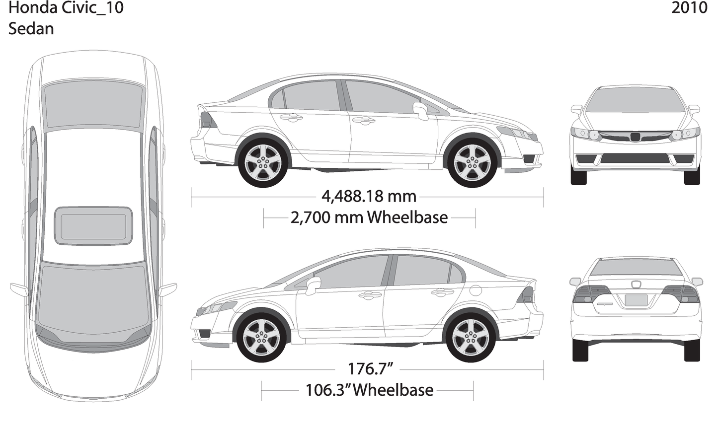2010 Honda Civic Sedan V10 Vehicle Wrap Template