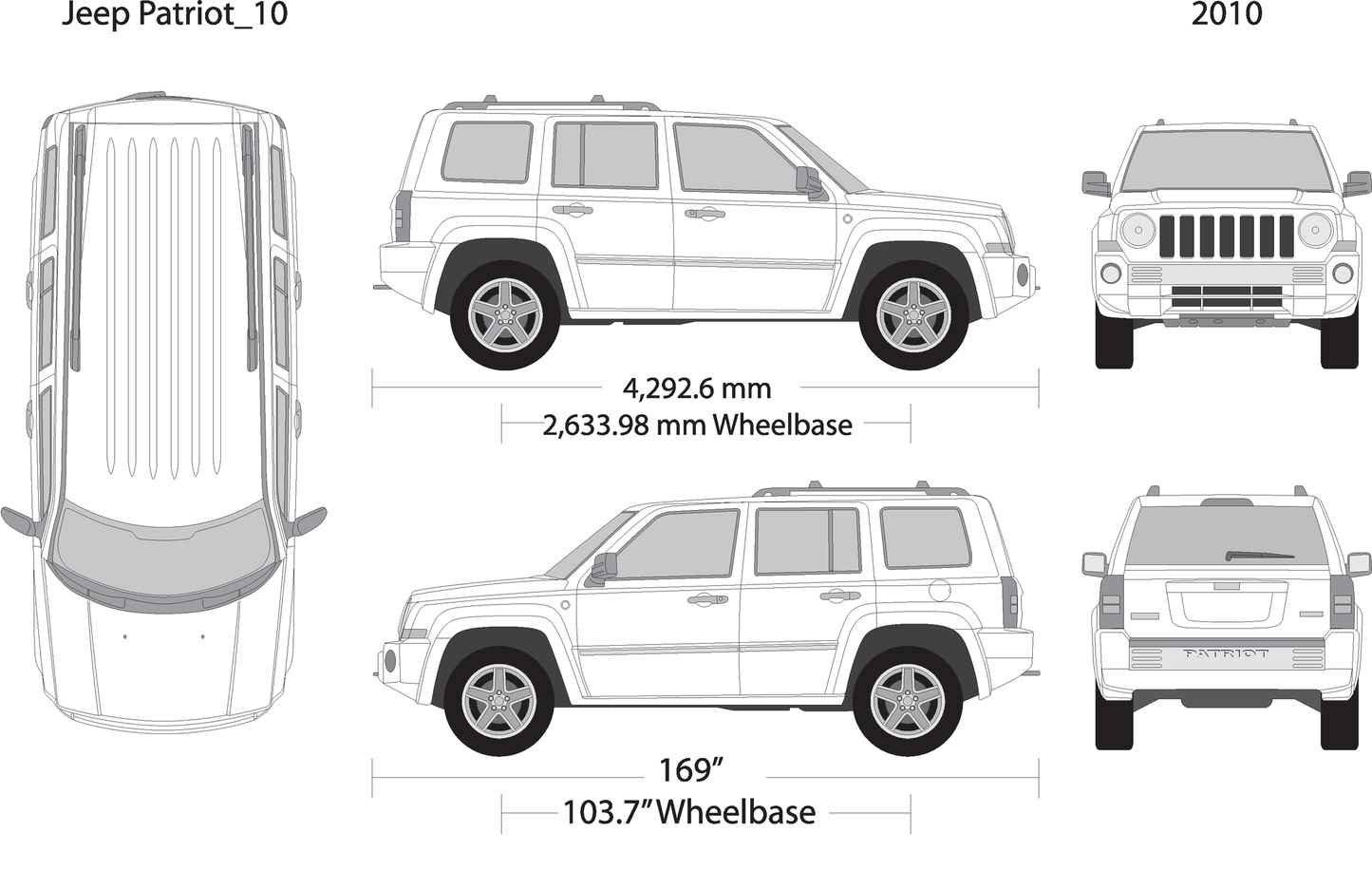 2010 Jeep Patriot V10 Vehicle Wrap Template