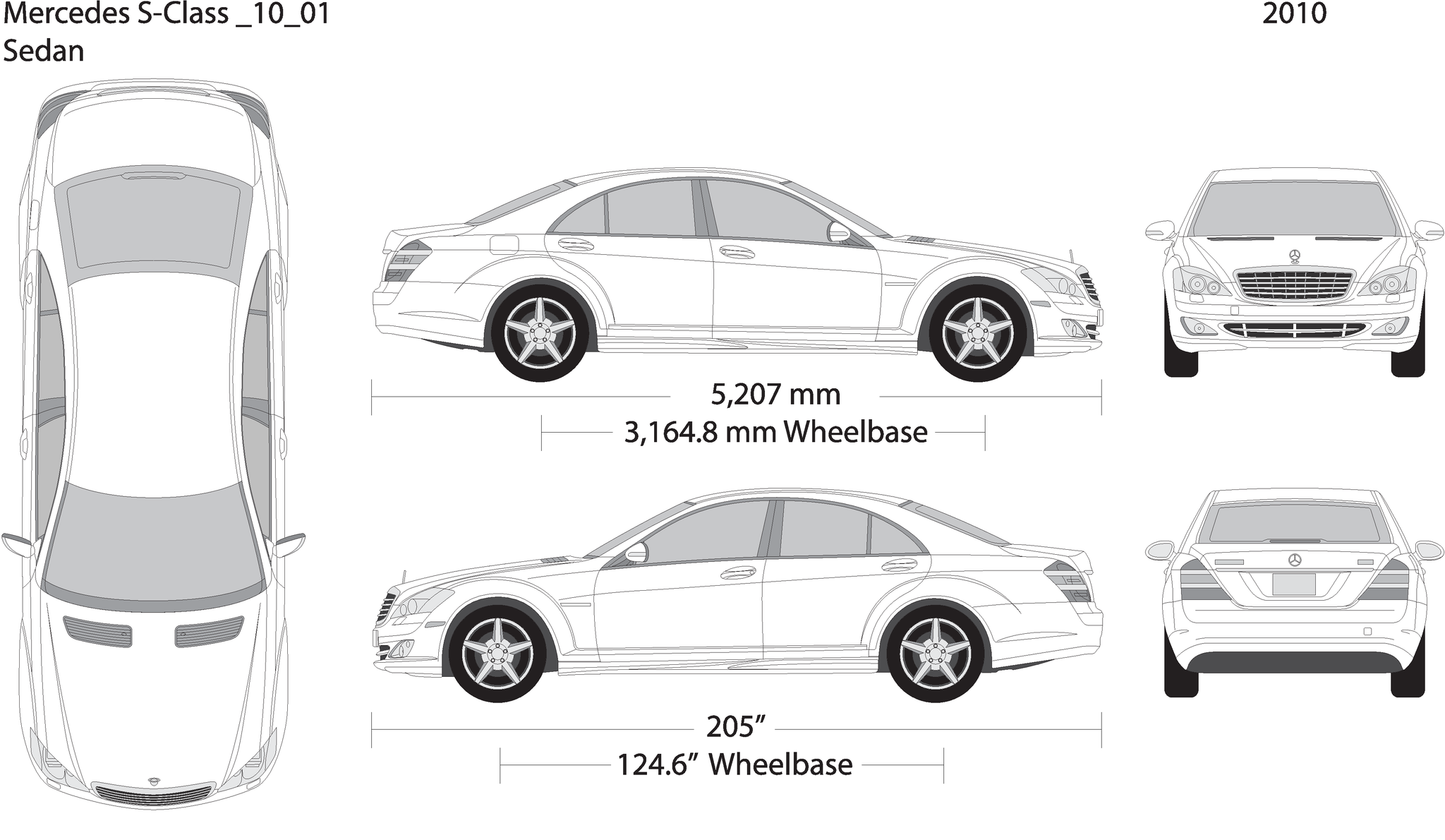 2010 Mercedes S Class V01 Vehicle Wrap Template