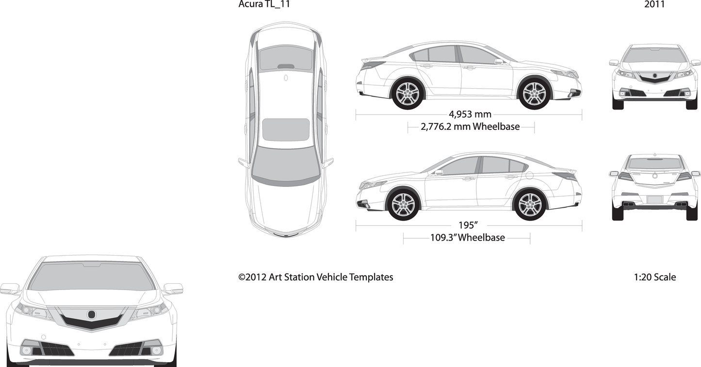 2011 Acura Tl V11 Vehicle Wrap Template