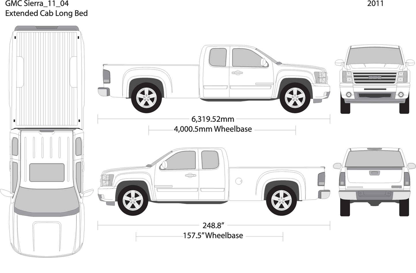 2011 Gmc Sierra 1500 V04 Vehicle Wrap Template