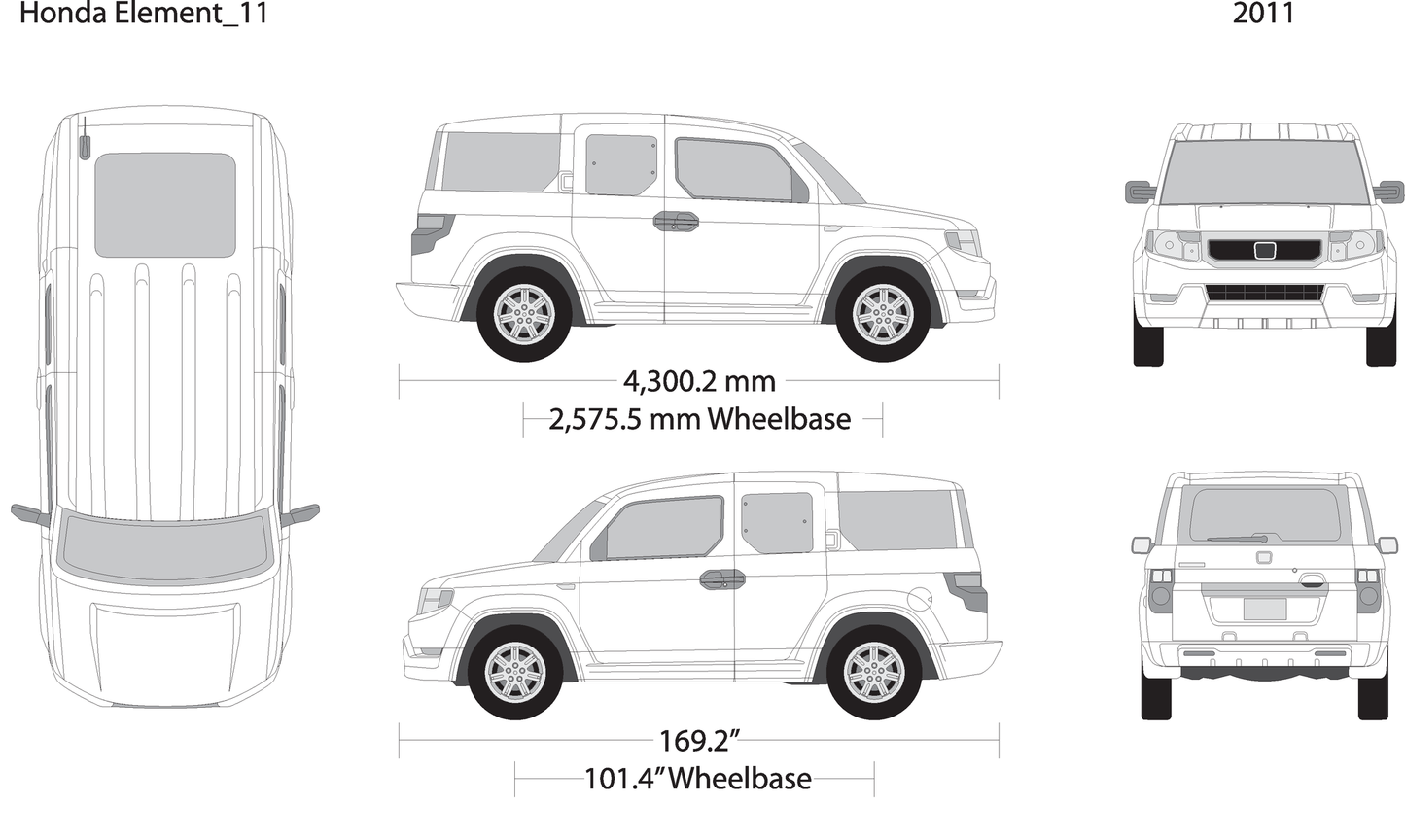 2011 Honda Element V11 Vehicle Wrap Template
