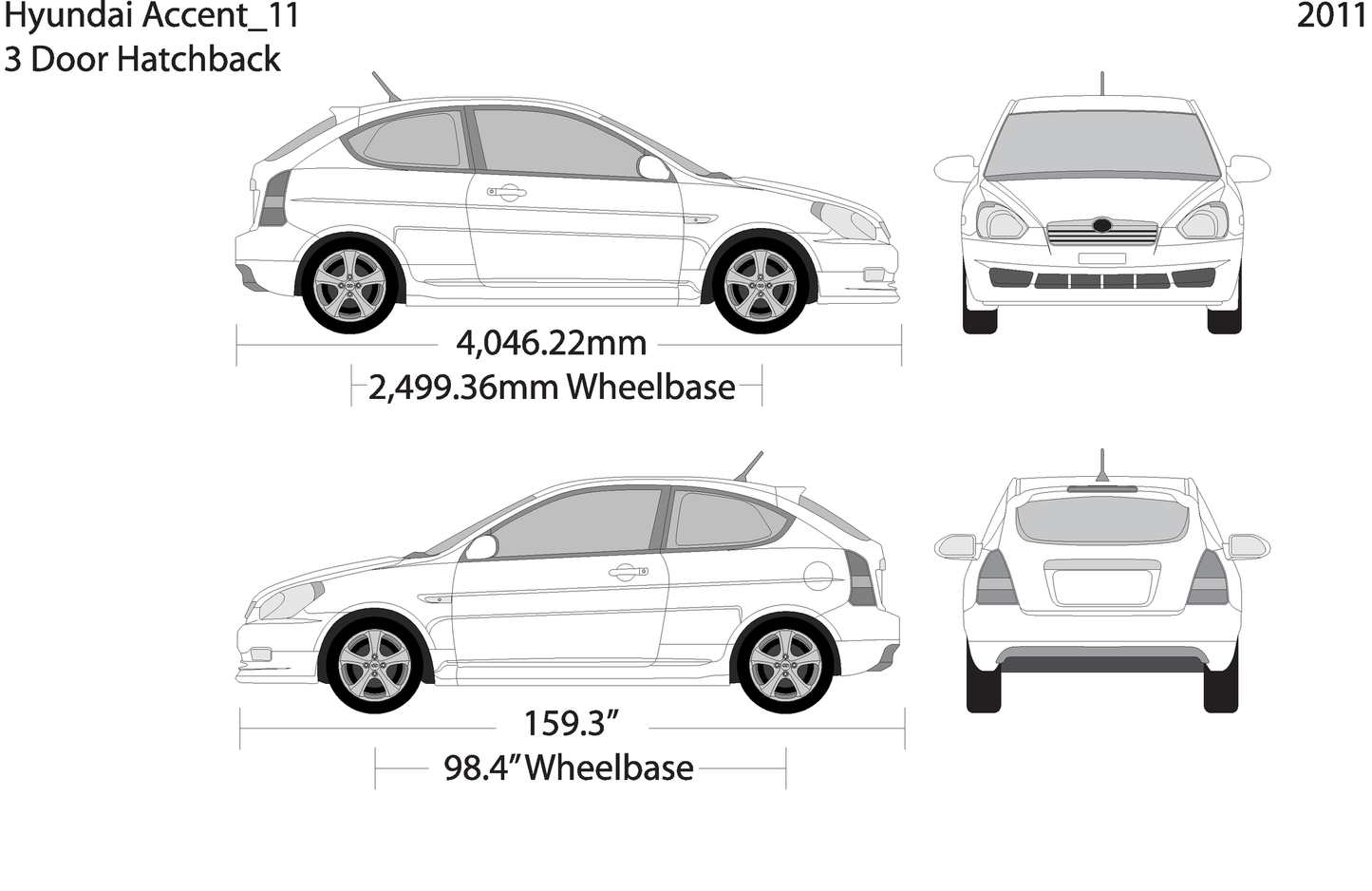 2011 Hyundai Accent Hatchback V11 Vehicle Wrap Template