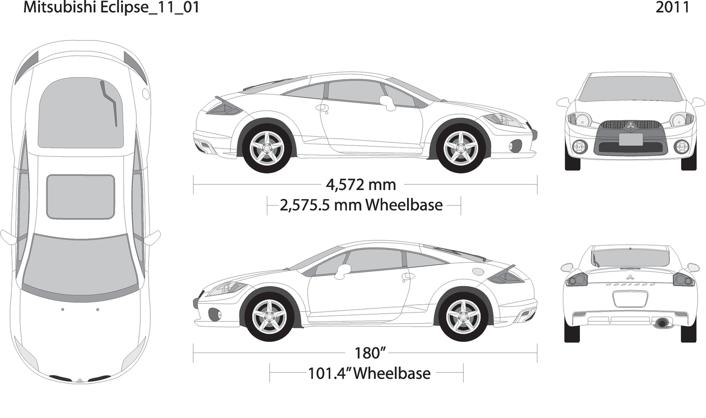 2011 Mitsubishi Eclipse V01 Vehicle Wrap Template