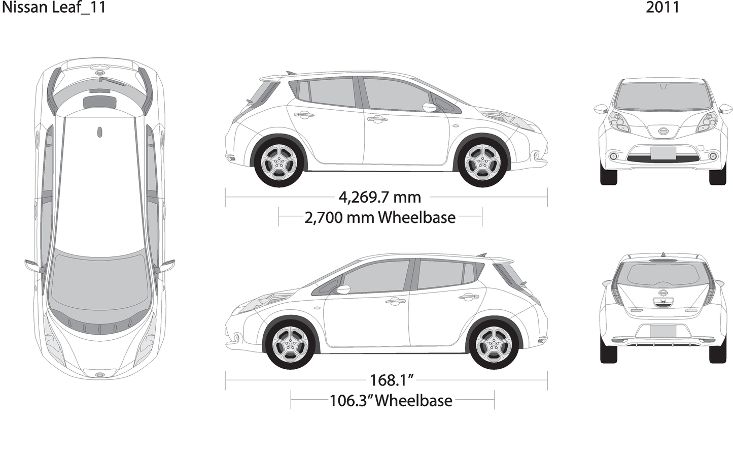 2011 Nissan Leaf V11 Vehicle Wrap Template