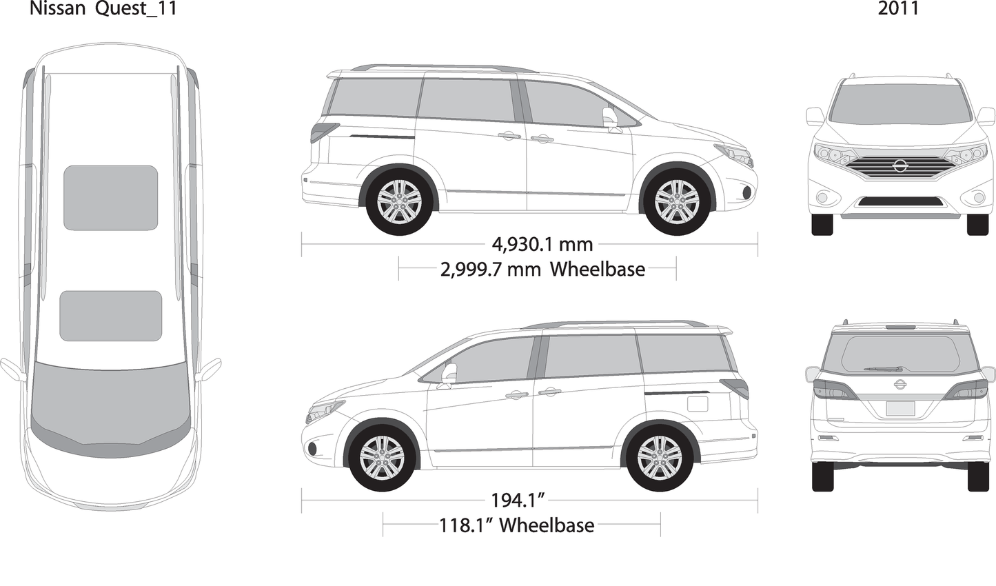 2011 Nissan Quest V11 Vehicle Wrap Template