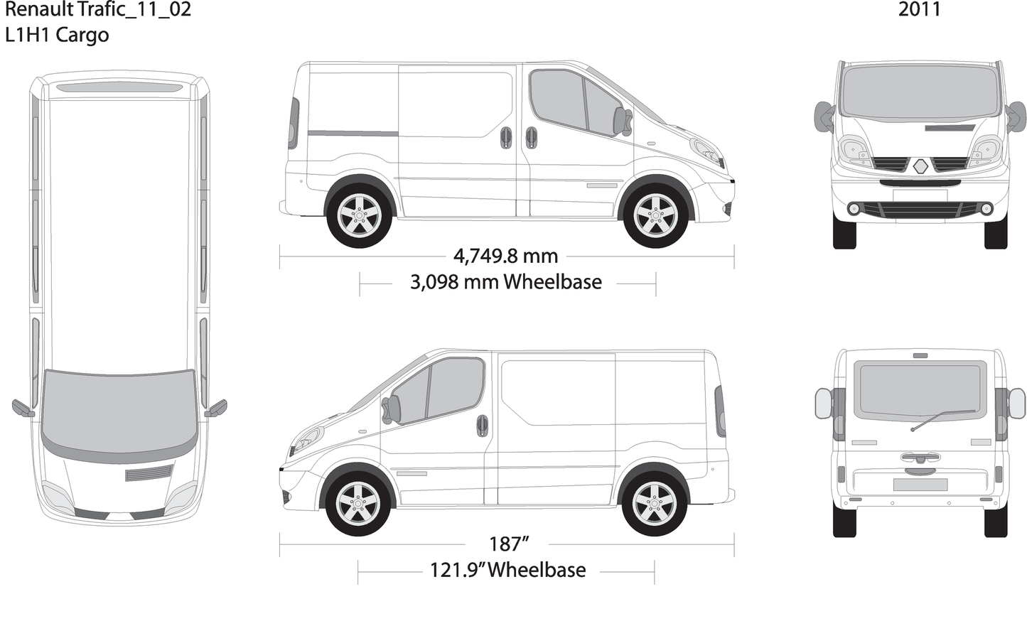 2011 Renault Trafic V02 Vehicle Wrap Template