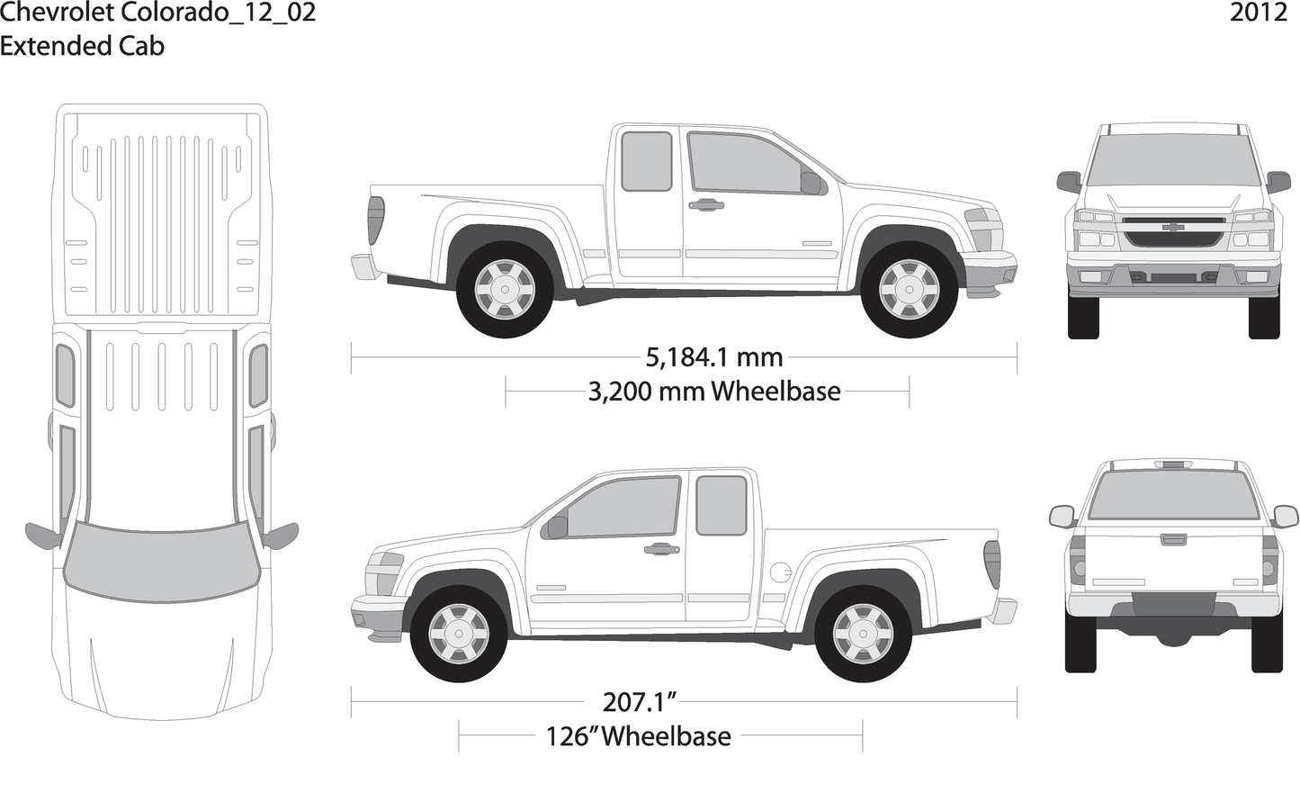 2012 Chevy Colorado V02 Vehicle Wrap Template