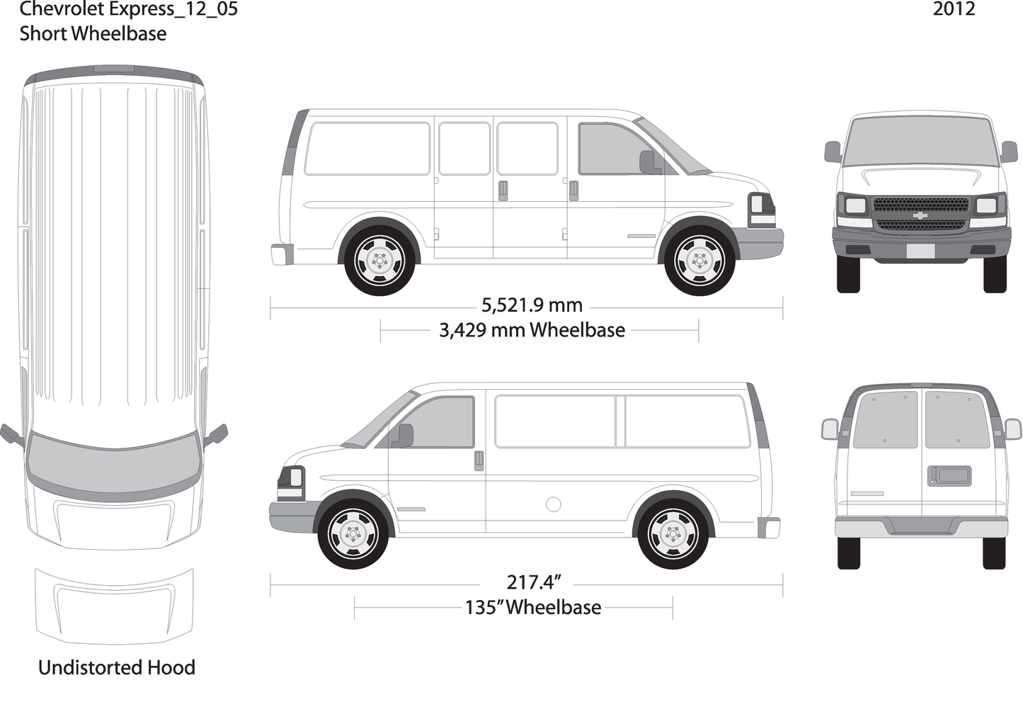 2012 Chevy Express V05 Vehicle Wrap Template