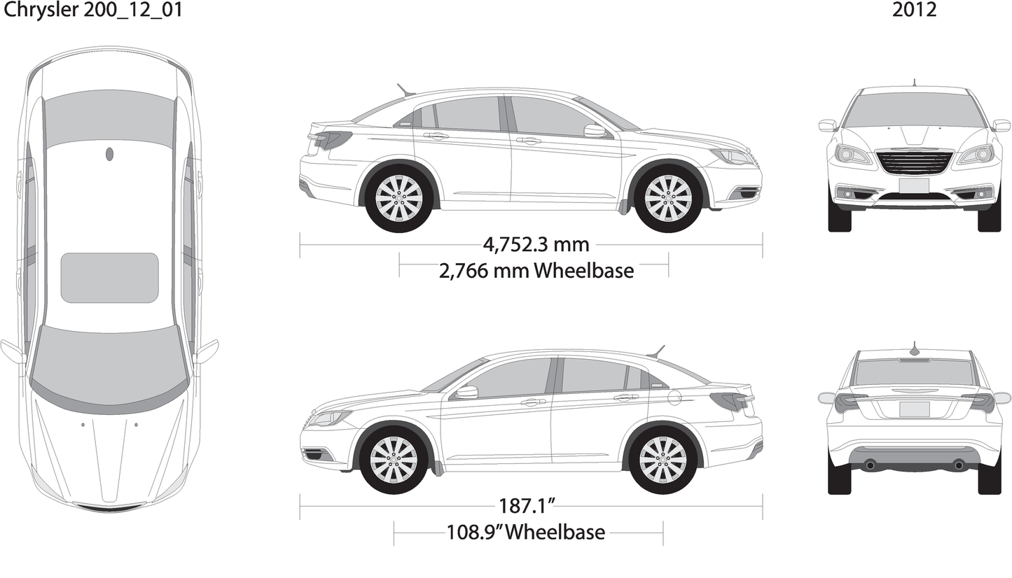 2012 Chrysler 200 V01 Vehicle Wrap Template