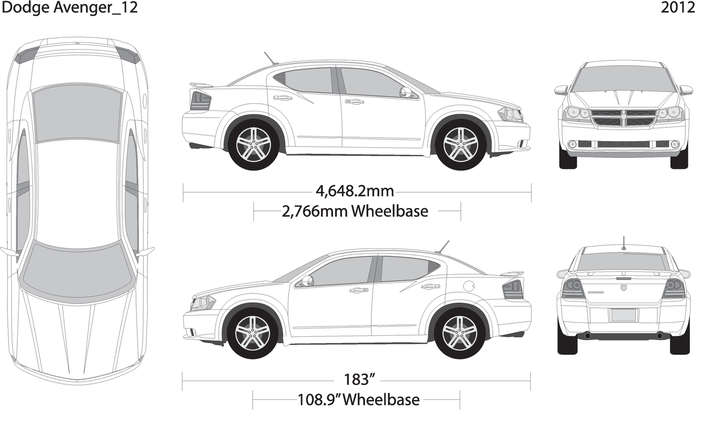 2012 Dodge Avenger V12 Vehicle Wrap Template