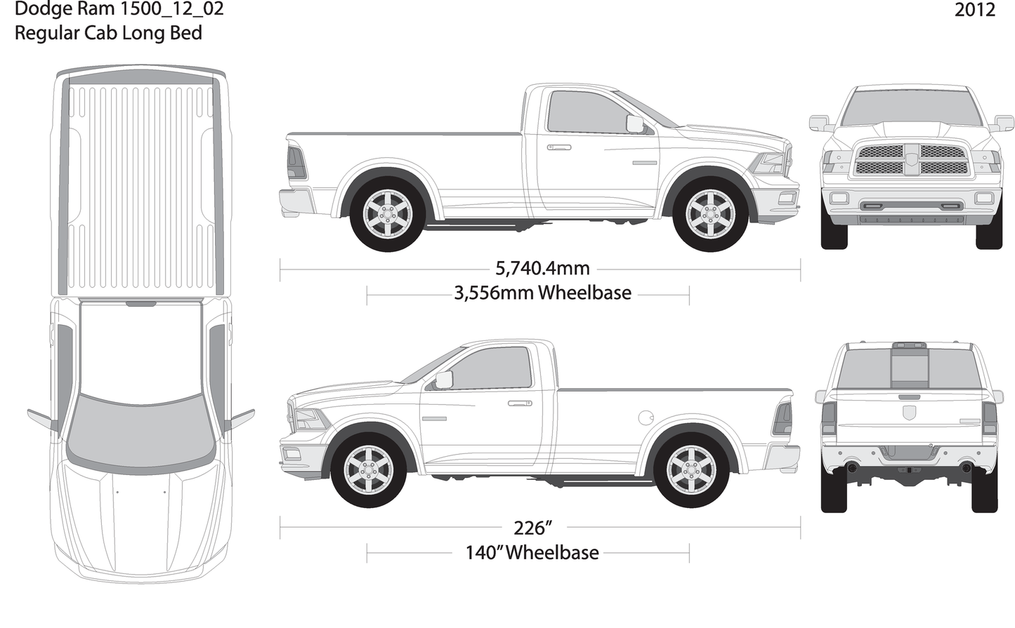 2012 Dodge Ram 1500 V02 Vehicle Wrap Template