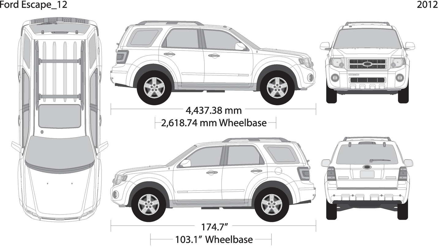 2012 Ford Escape V12 Vehicle Wrap Template