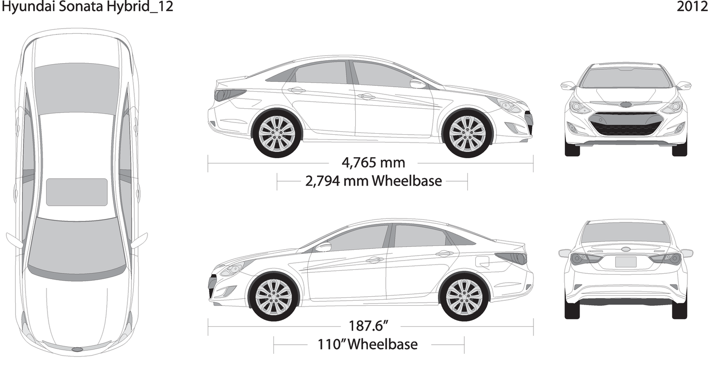 2012 Hyundai Sonata Hybrid V12 Vehicle Wrap Template