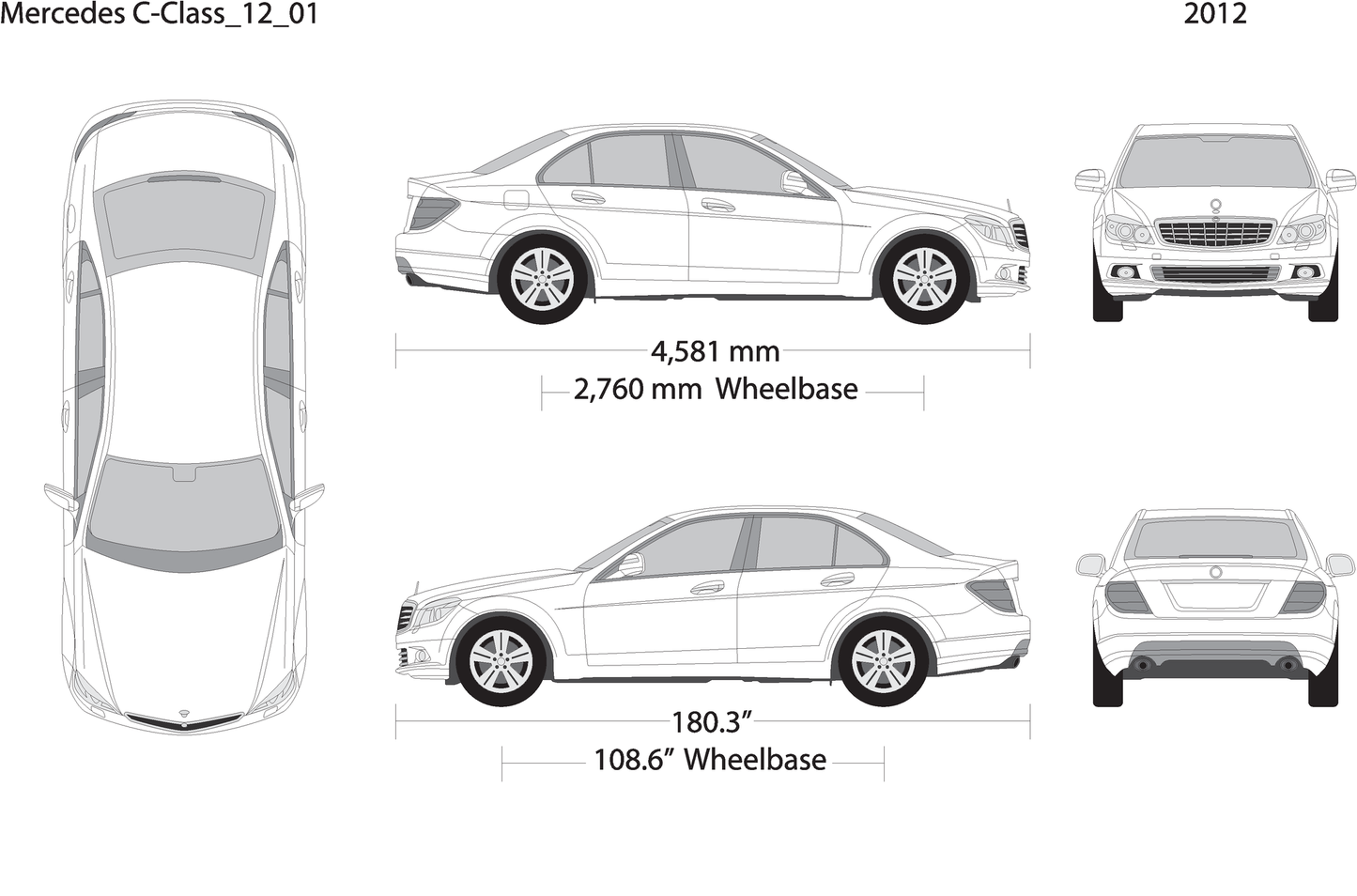 2012 Mercedes C Class V01 Vehicle Wrap Template