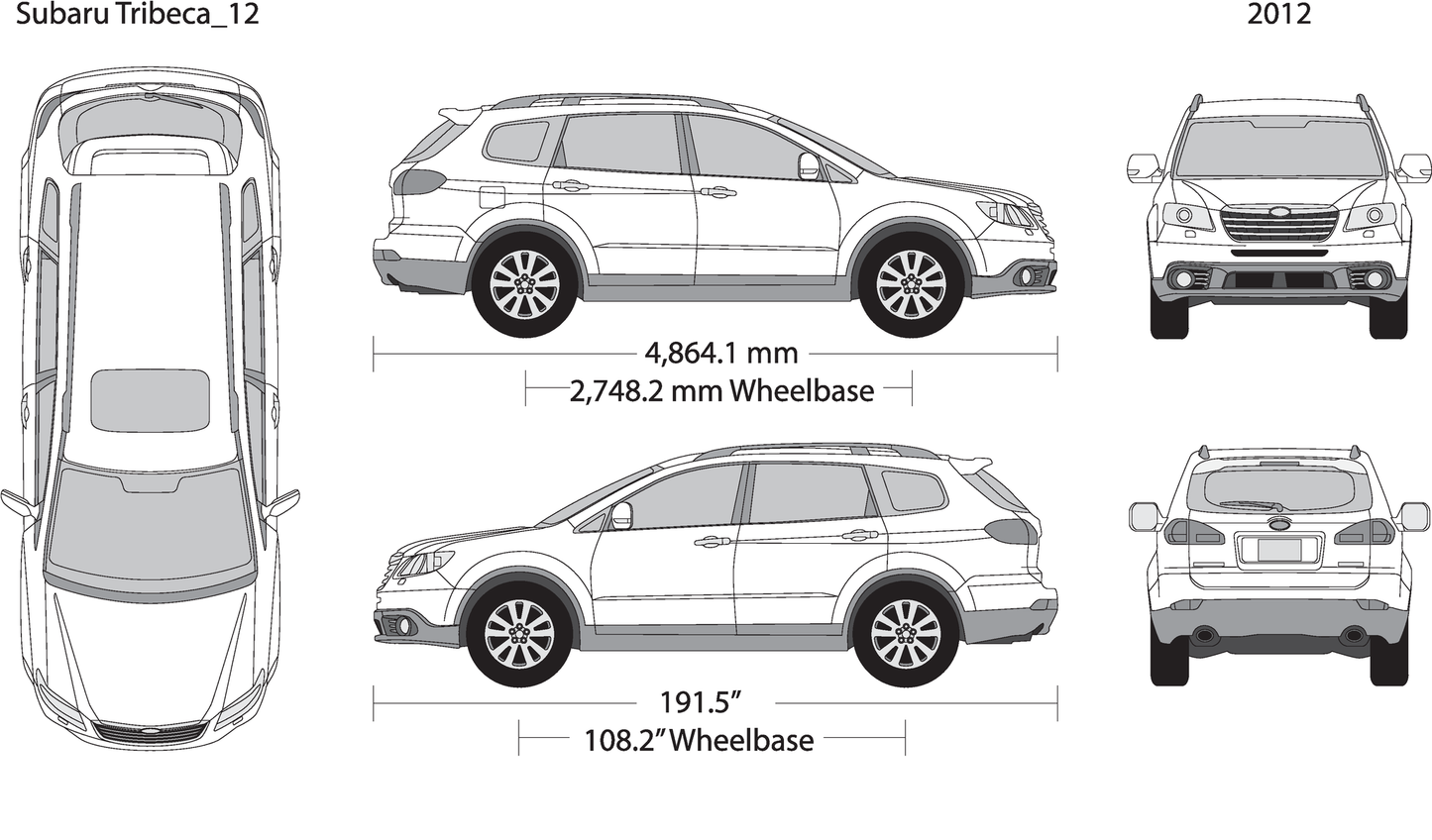 2012 Subaru Tribeca V12 Vehicle Wrap Template
