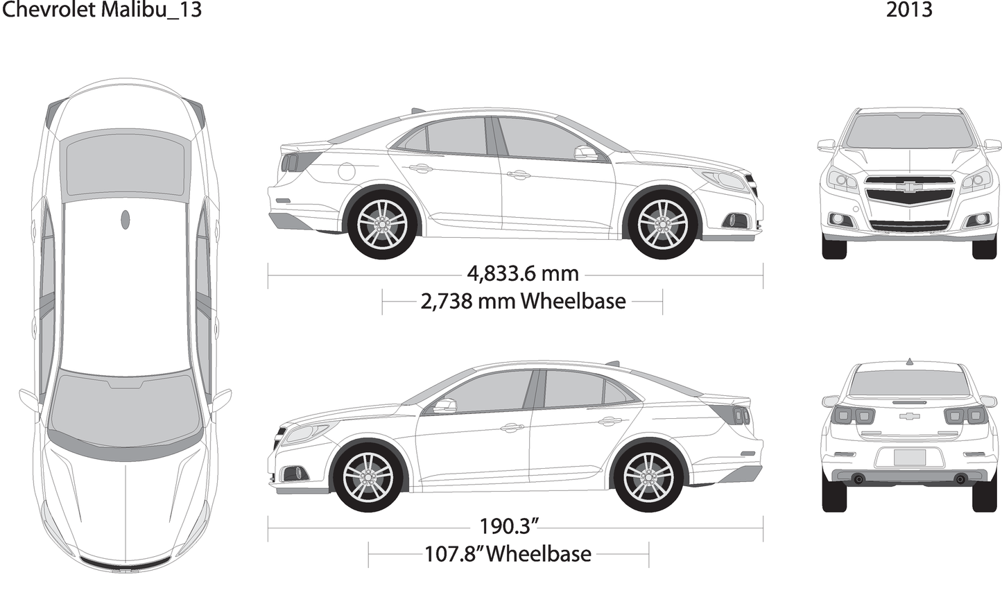 2013 Chevy Malibu V13 Vehicle Wrap Template