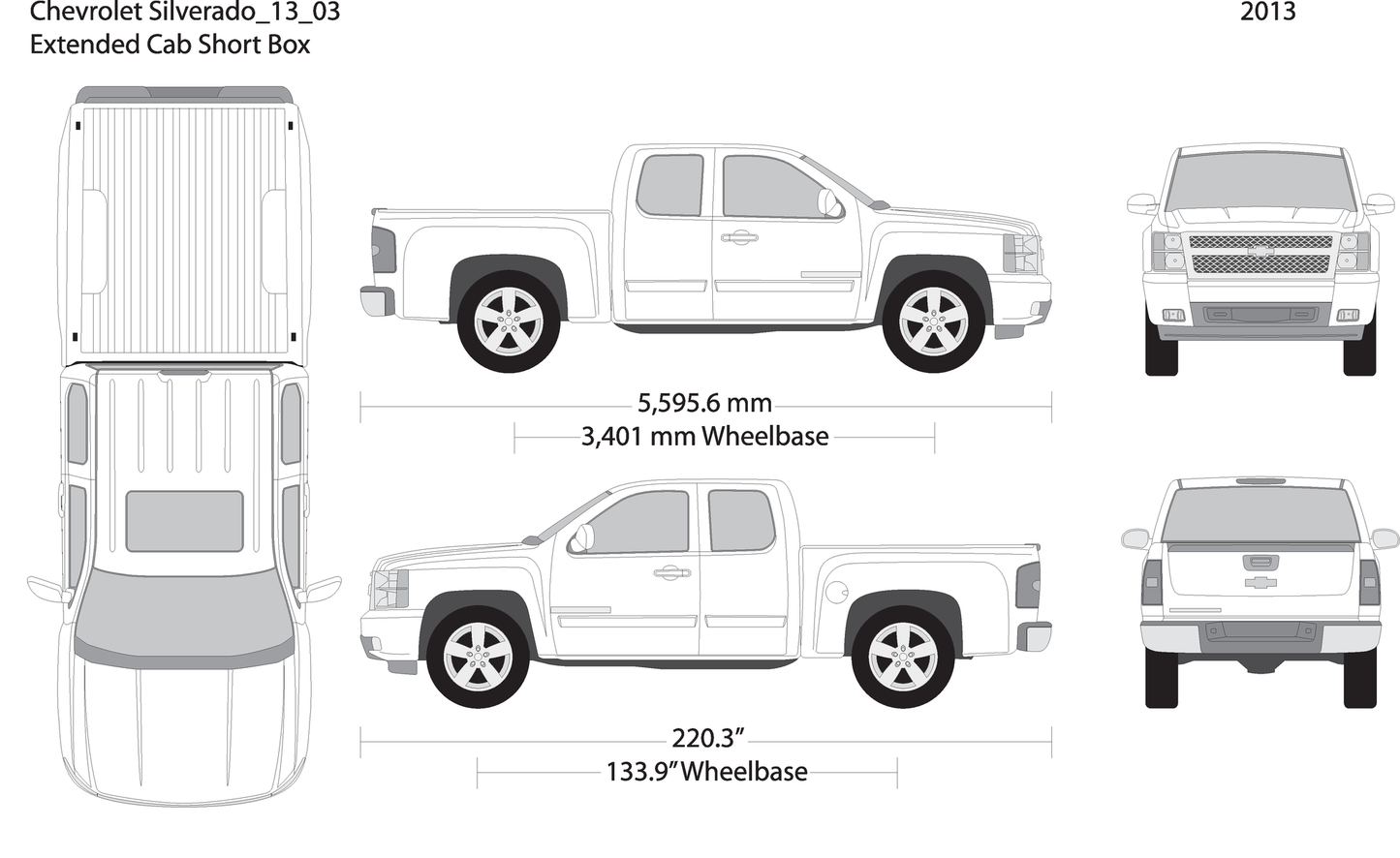 2013 Chevy Silverado 1500 V03 Vehicle Wrap Template
