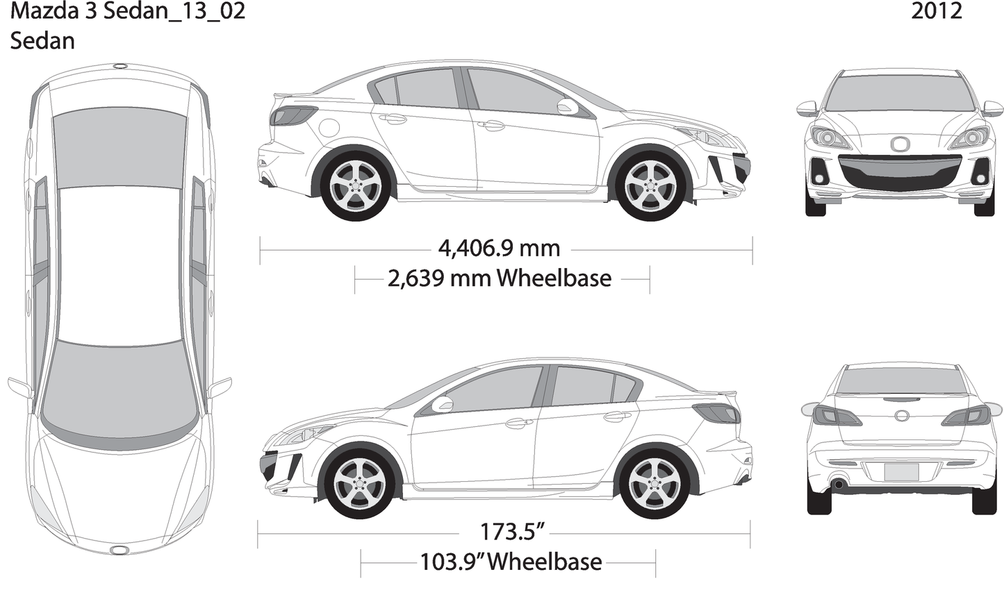 2013 Mazda Mazda 3 Sedan V02 Vehicle Wrap Template