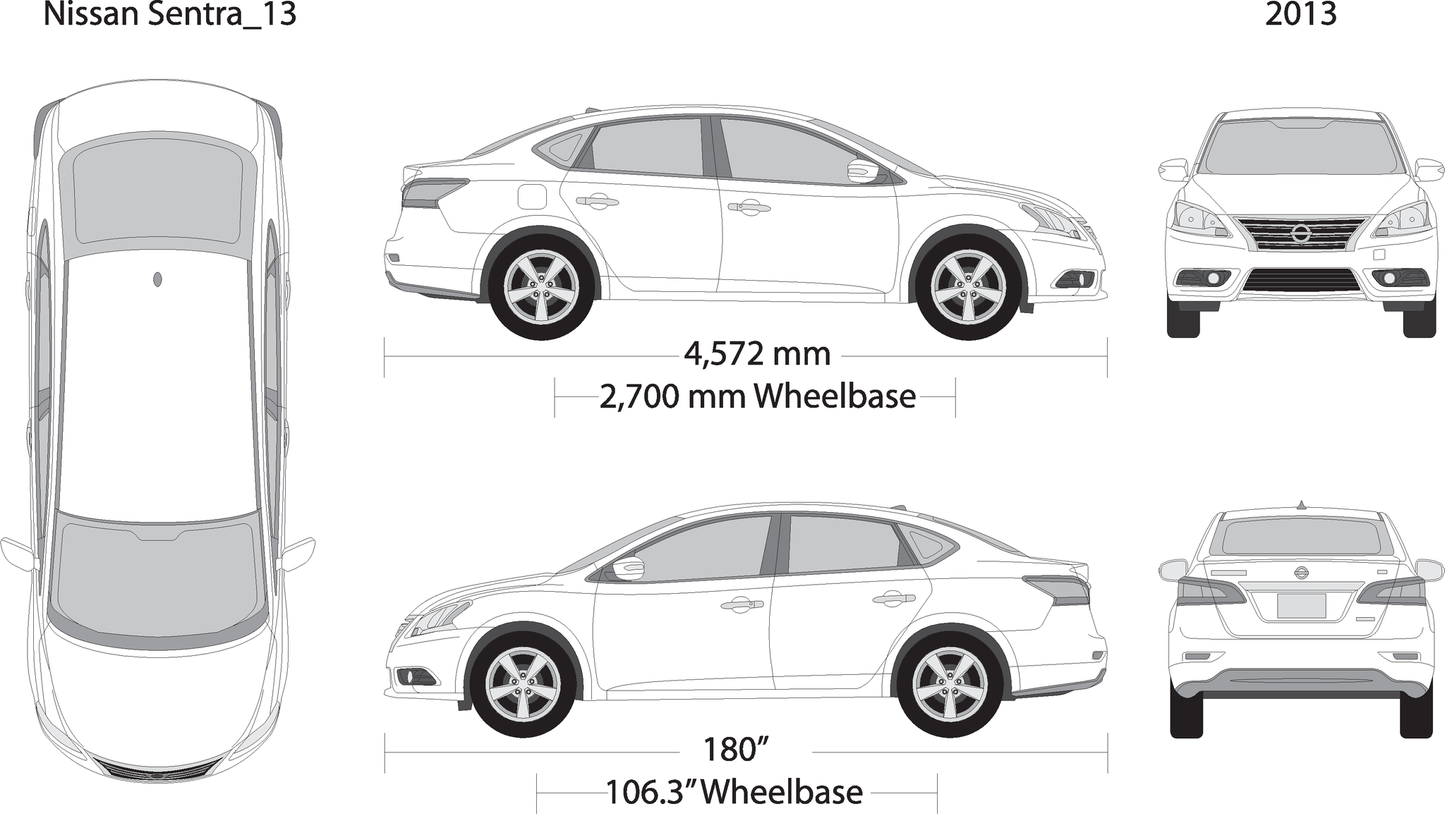 2013 Nissan Sentra V13 Vehicle Wrap Template