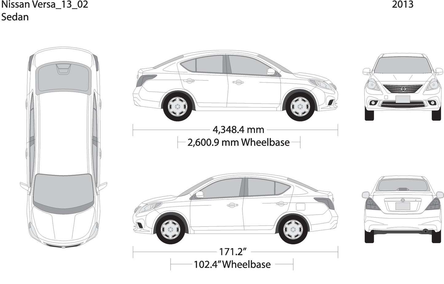 2013 Nissan Versa Sedan V02 Vehicle Wrap Template
