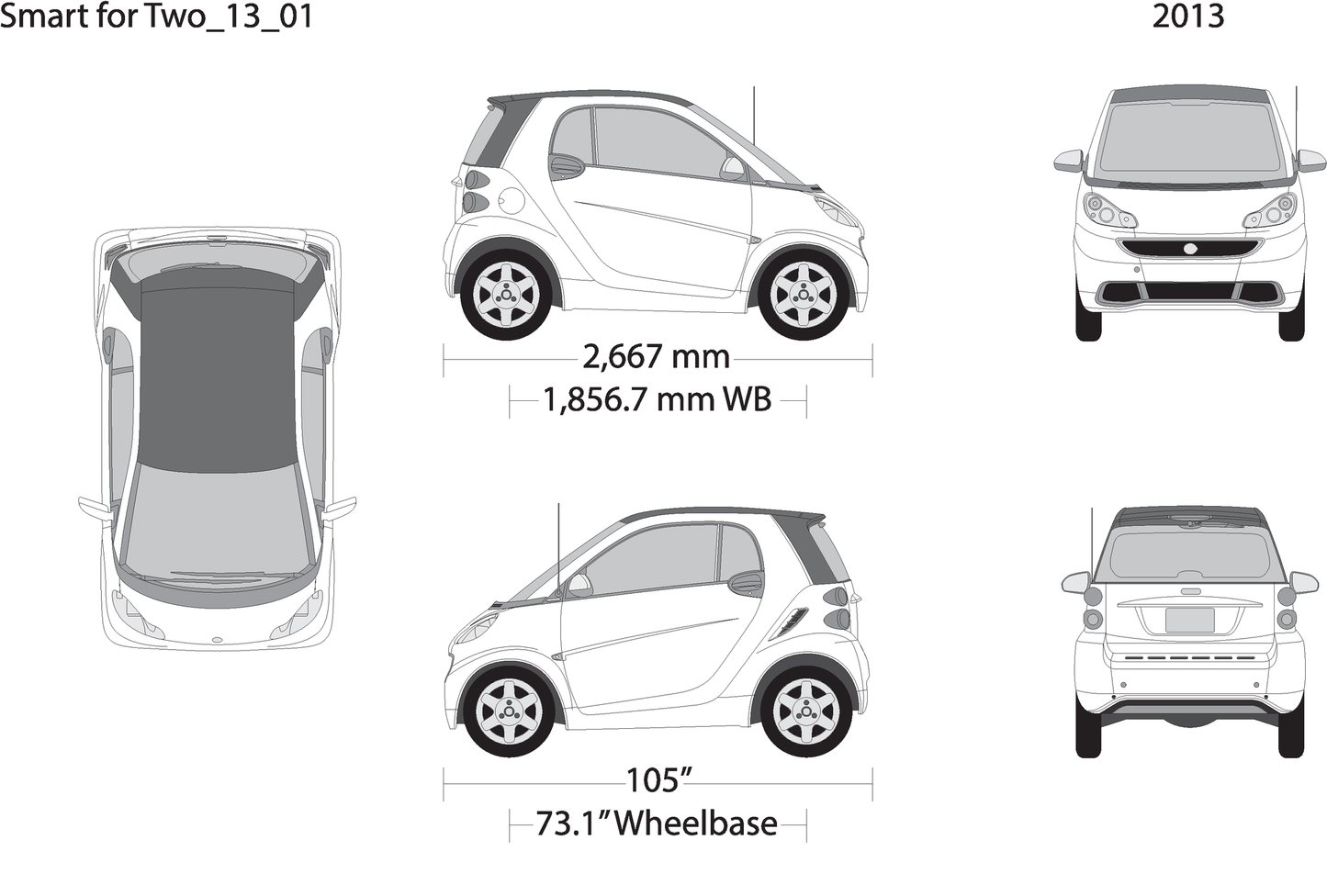 2013 Smart Fortwo V01 Vehicle Wrap Template