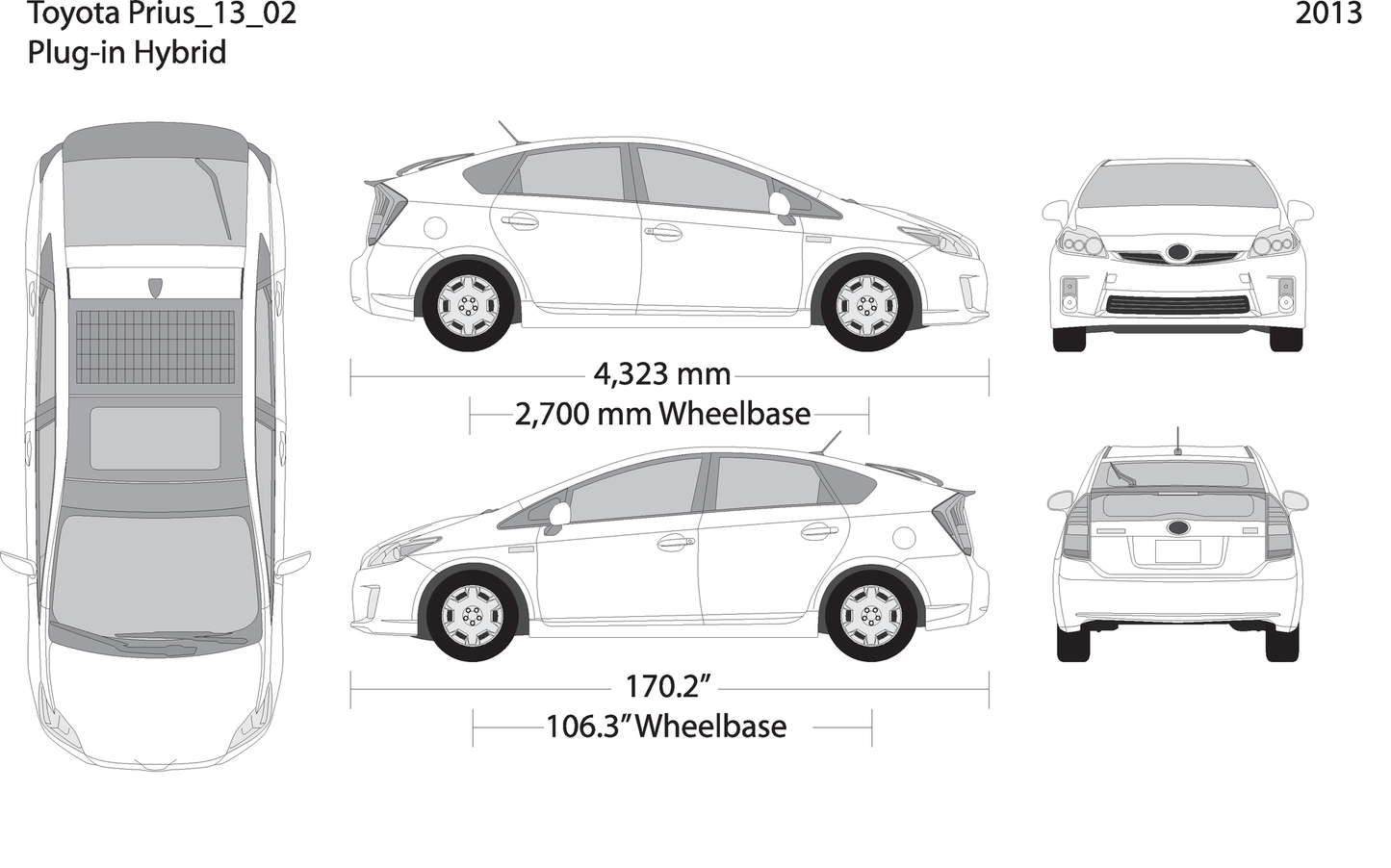 2013 Toyota Prius V02 Vehicle Wrap Template