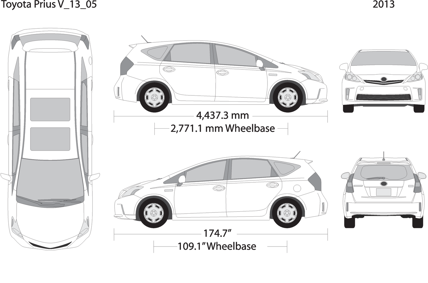 2013 Toyota Prius V05 Vehicle Wrap Template